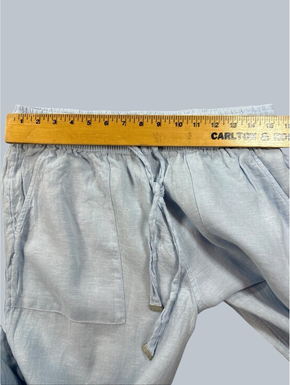Joie M Pastel Blue 100% Linen Wide Leg Pull-on Cropped Pants Beach Coastal Resor - Picture 11 of 14